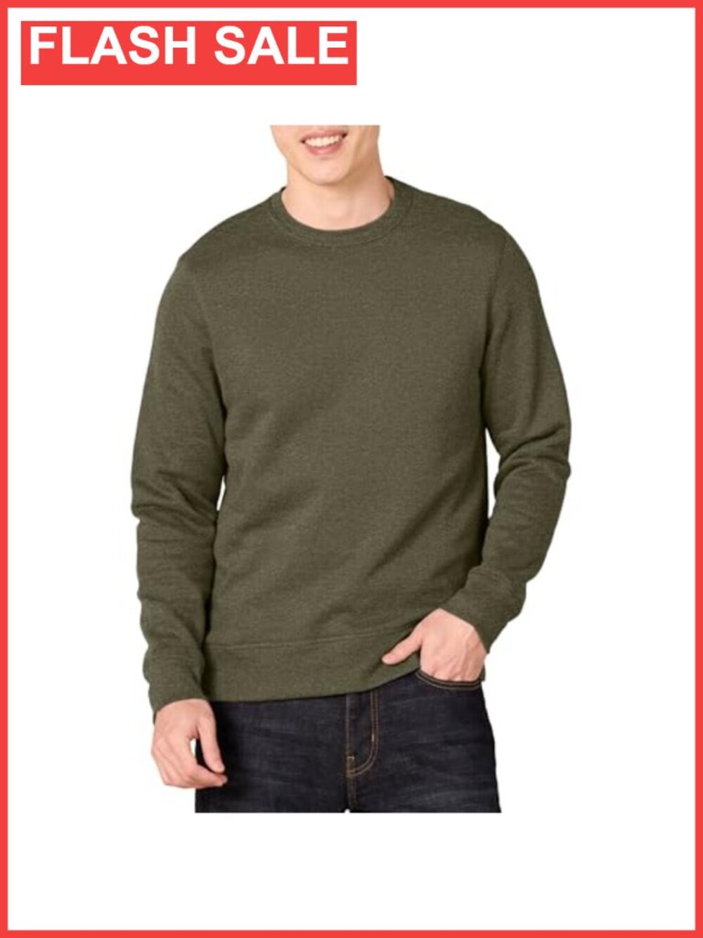 Men's Crewneck Fleece Sweatshirt Regular Fit Long Sleeve Pullover Casual